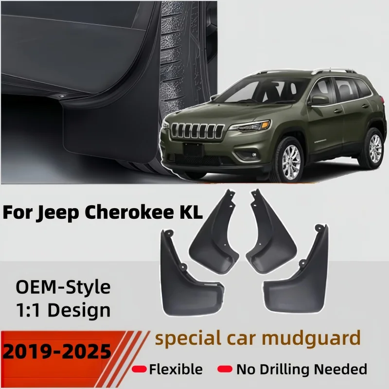 ABS Mud Flaps Splash Guards FOR Jeep Cherokee KL 2019 2020 2021 2022 2023 2024 2025 Fender Protectors Exterior Car Accessories