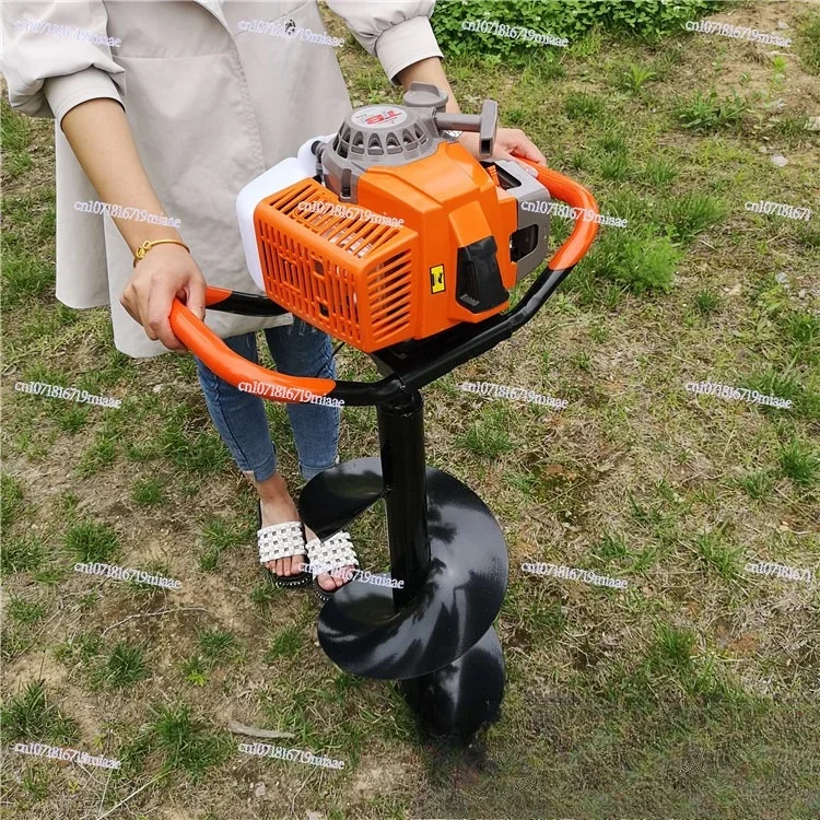 Portable tree planting and digging machine 63CC two-stroke single ground drilling rig, spiral drilling machine manufacturer