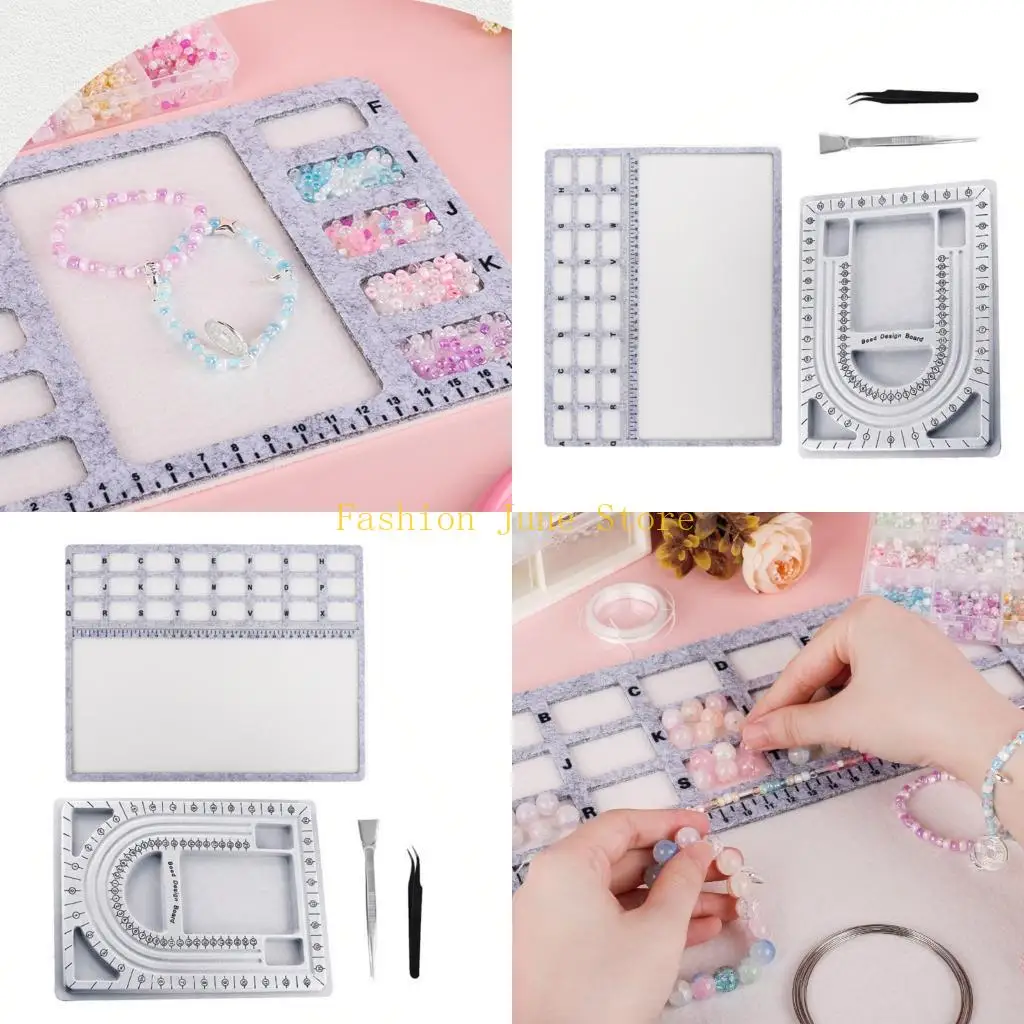 

N5KA Pack of 4 Soft Felt Jewelry Trays with Cushioned Area for Protective Crafting and Bracelet Designs