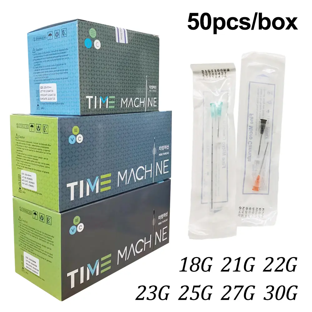 Canula de ponta sem corte descartável de fábrica, 50 peças 22g 23g 25g 27g 18g 50mm/70 micro agulhas de piercing corporal fino sem corte seringa de cânula