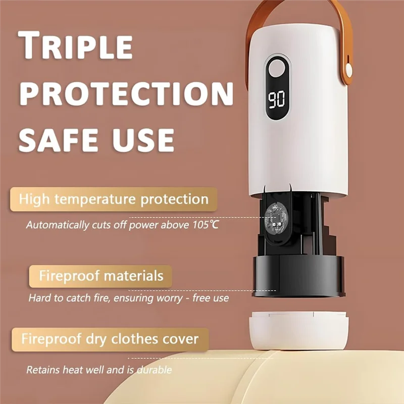 B47B-Compact Portable Clothes Dryer Clothing Care Machine With Timed Shutdown Ideal For Travel, Apartments EU Plug