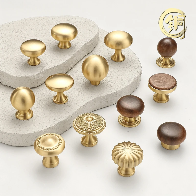Solid Brass European Luxury Cabinet Pull Handle Premium Texture Wardrobe Sideboard Entry Drawer Household Furniture