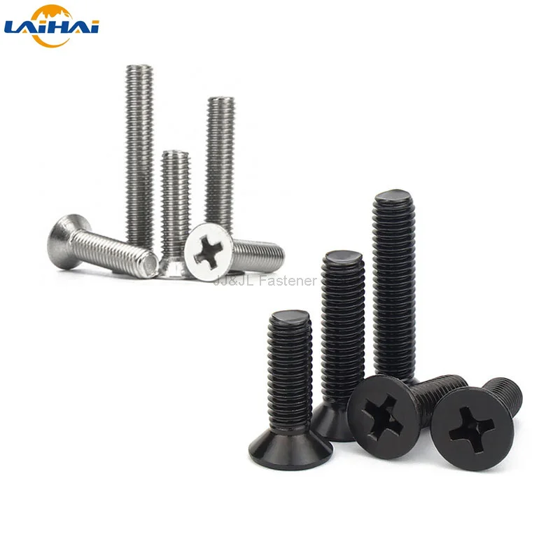 50x M1.2 M1.4 M1.6 M2 M2.5 M3 M3.5 M4 Mini Micro Small Black 304 Stainless steel Cross Phillips Flat Countersunk Head Screw Bolt