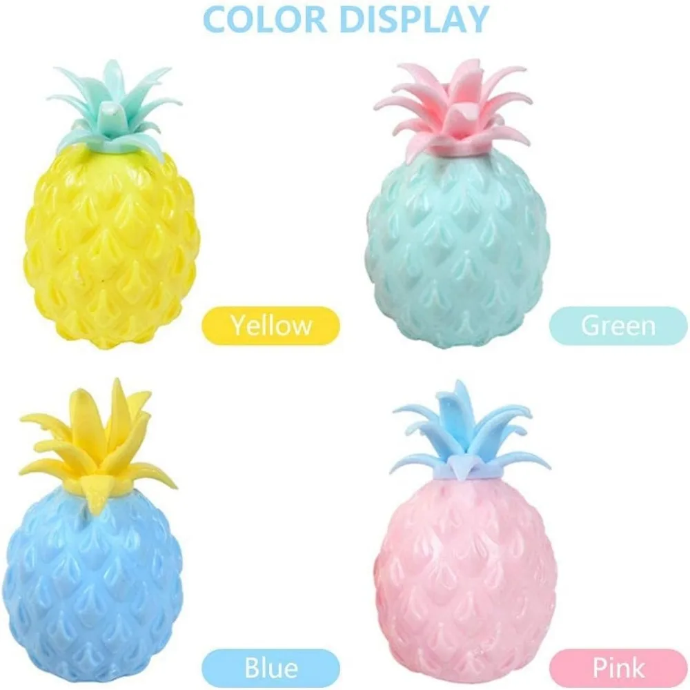 Squishy Fruit Toys Squeeze Vent Ball Pineapple-Shaped Hand Wrist Fidget Toy for Children Adults Stress Relief Vent Squeeze Toys