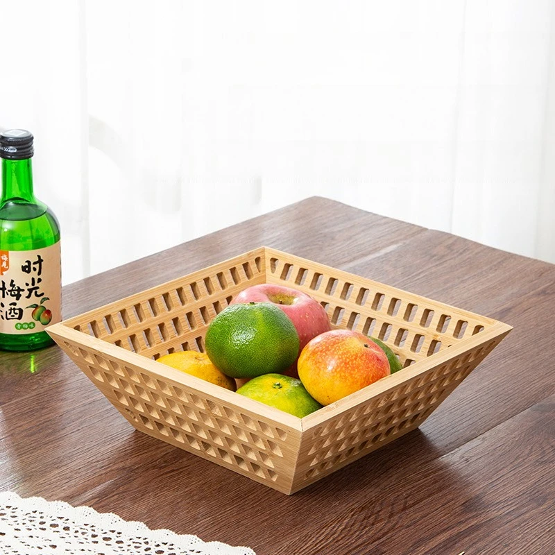 

Полая бамбуковая корзина с фруктами для гостиной, домашнего хранения, поднос для закусок, корзина для хлеба