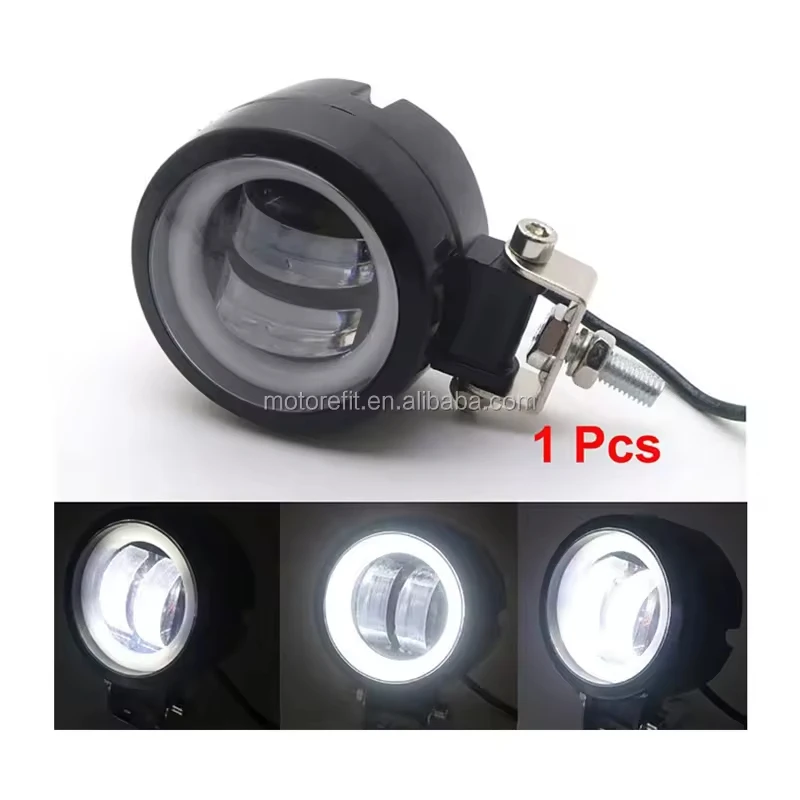 Motorcycle LED for Honda Suzuki Kawasaki universal Custom Spot Fog Lights with Angel Eye Light