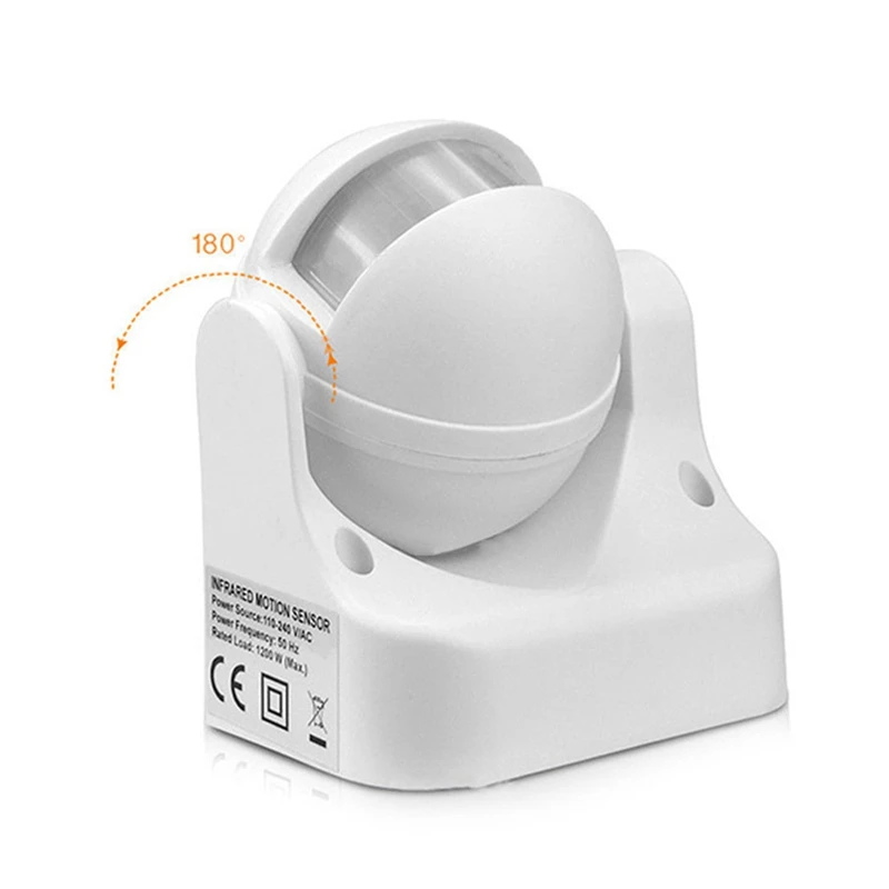 2Pcs 180° Degree Outdoor PIR Infrared Motion Sensor AC 220V-240V Detector Movement Switch Max 12M 50Hz 3-2000LUX