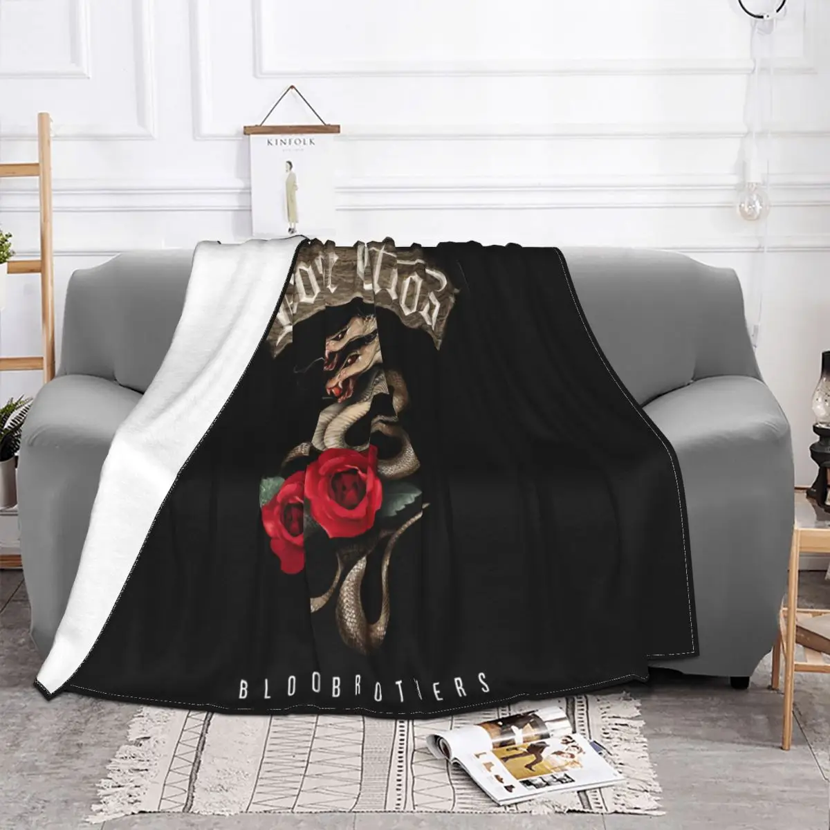 Rose Tattoo Rock Baseball N Roll Outlaws Album Cover Hats Mens Hats Pop Design Throw Blanket