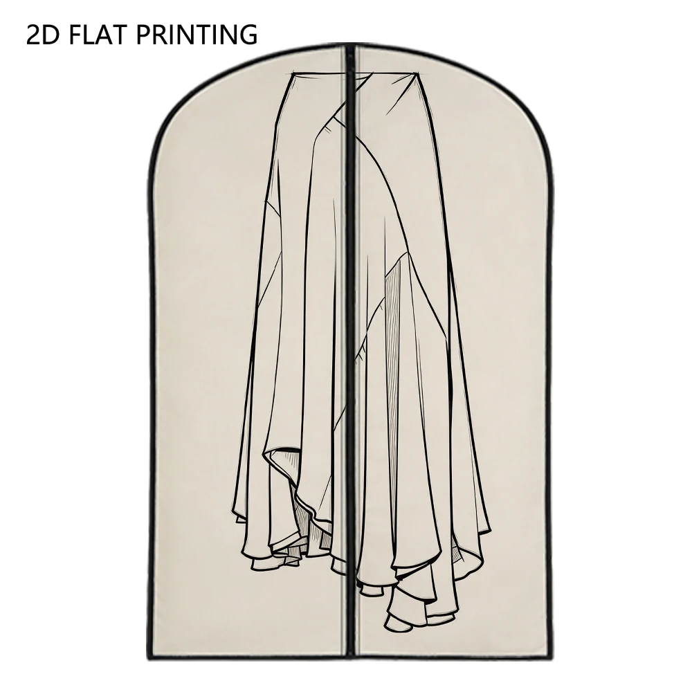 1pc long skirt sketch Compressed Dust Cover Clothes Compression Hanging Storage Bag Household Wardrobe Organizer