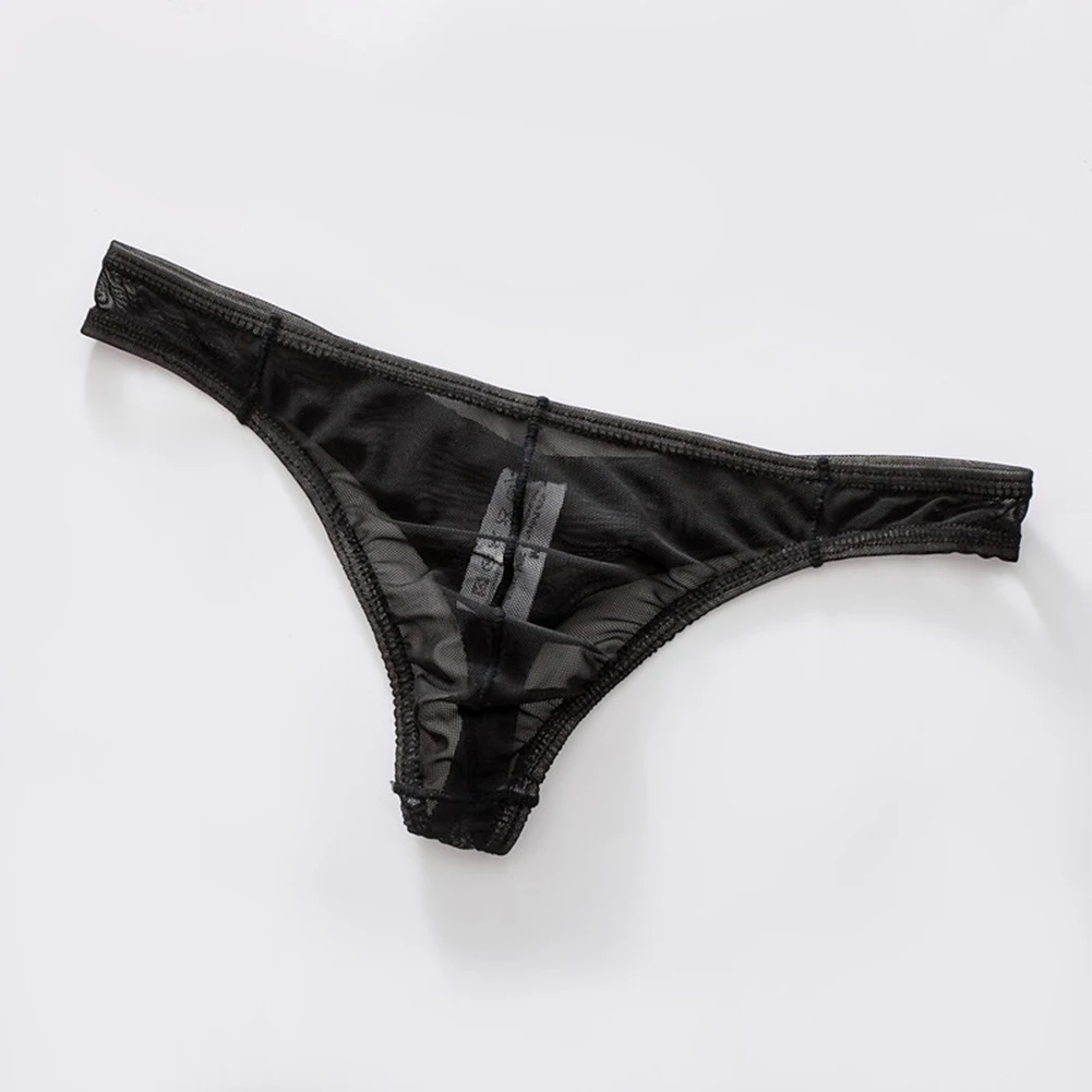 

Mens Mesh See Through Thong Underwear G String with U Convex Pouch Breathable Seamless Hip Design Elastic Waistband