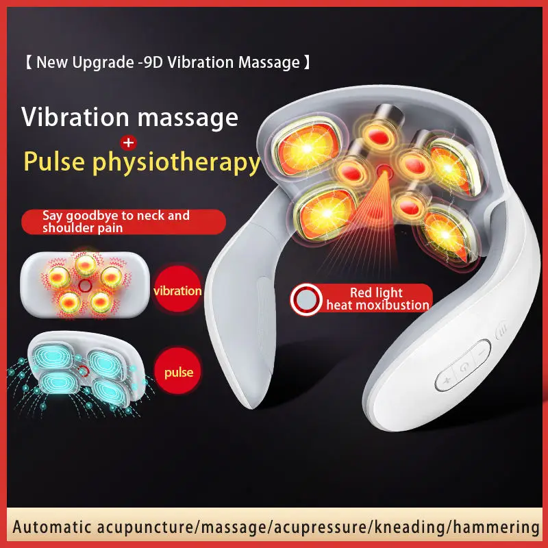 Back And Neck Smart Massage Instrument Shoulder Neck Massage Cervical Vertebra Health Care Vibrator Heating Relieve Pain Muscle