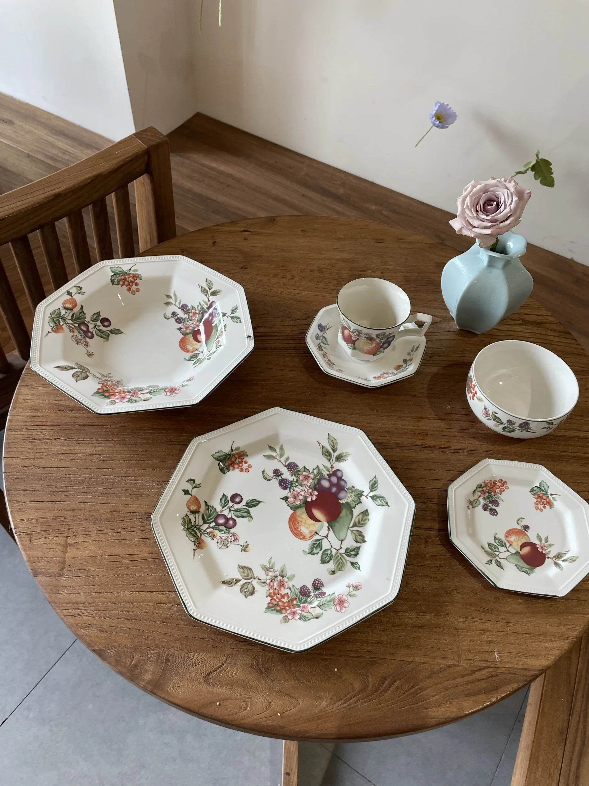 

Тарелка с ручной росписью в стиле ретро, теробеденный чай, многосторонняя тарелка с фруктами и ягодами, тарелка Sweet Di, Engli Sle, круглая порция...