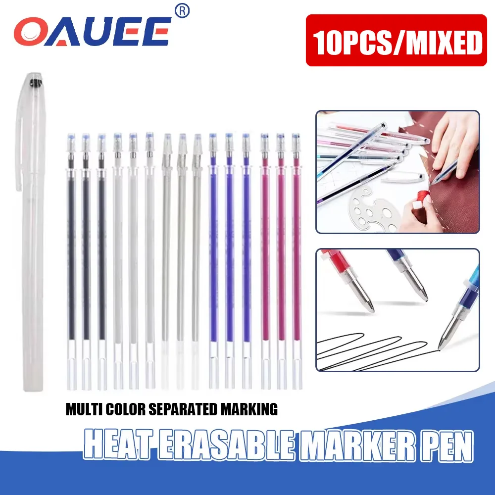 10pcs Heat Erasable Marker Pen High Temperature Disappearing Line Fabric Pen Knitting Markers DIY Craft Sewing Mark  Multi Color