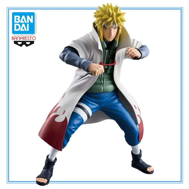 Em estoque original bandai naruto namikaze minato pvc 23cm decoração de mesa anime personagem modelo coleção brinquedos presentes