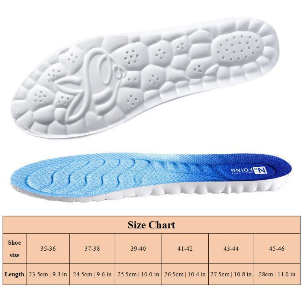 Shock Absorption PU 4D Insole Breathable Work Foot Support Technology Insoles Orthopedic Care Insoles Running
