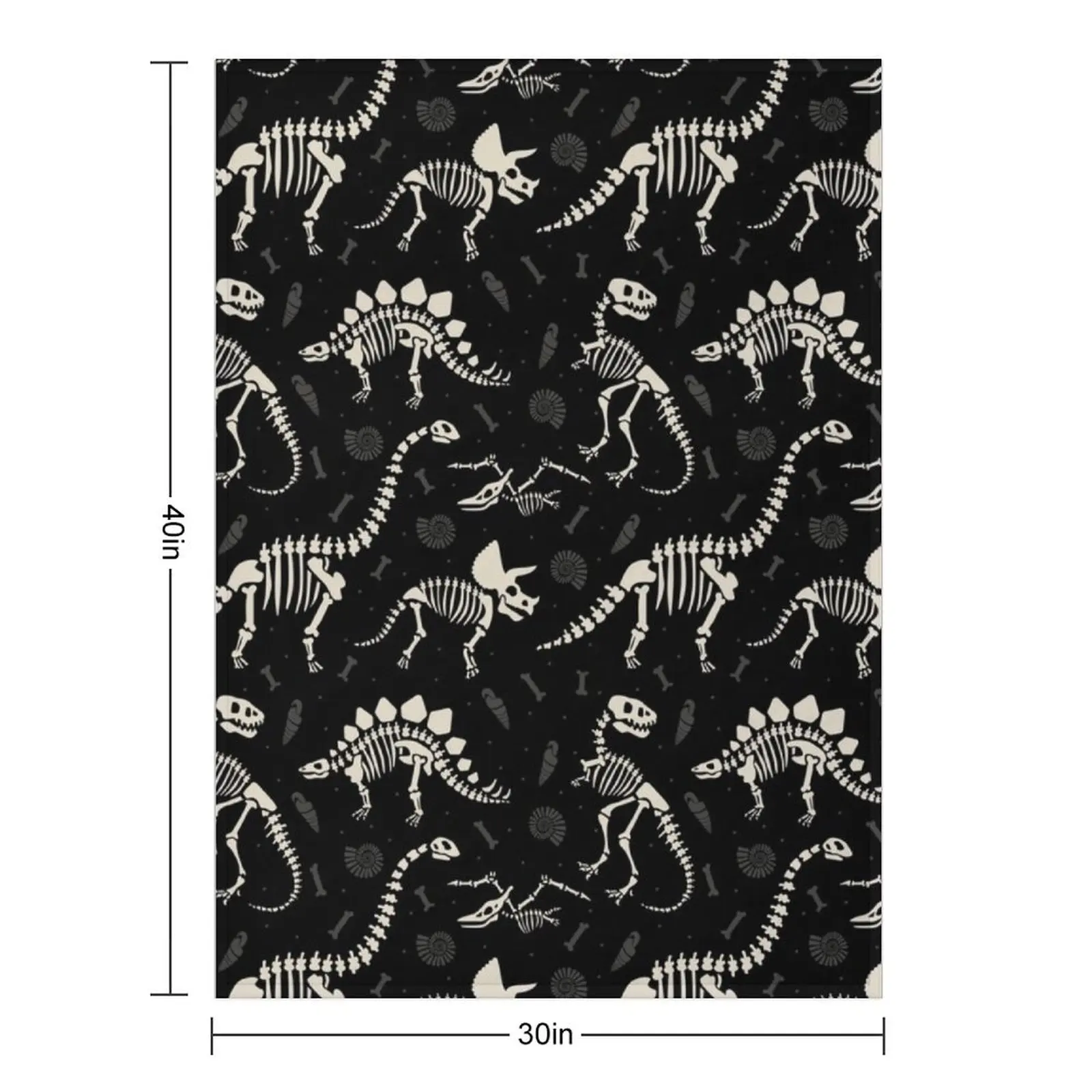 Dinosaur Fossils in Black Throw Blanket Summer Blankets For Bed Retros Bed covers Blankets