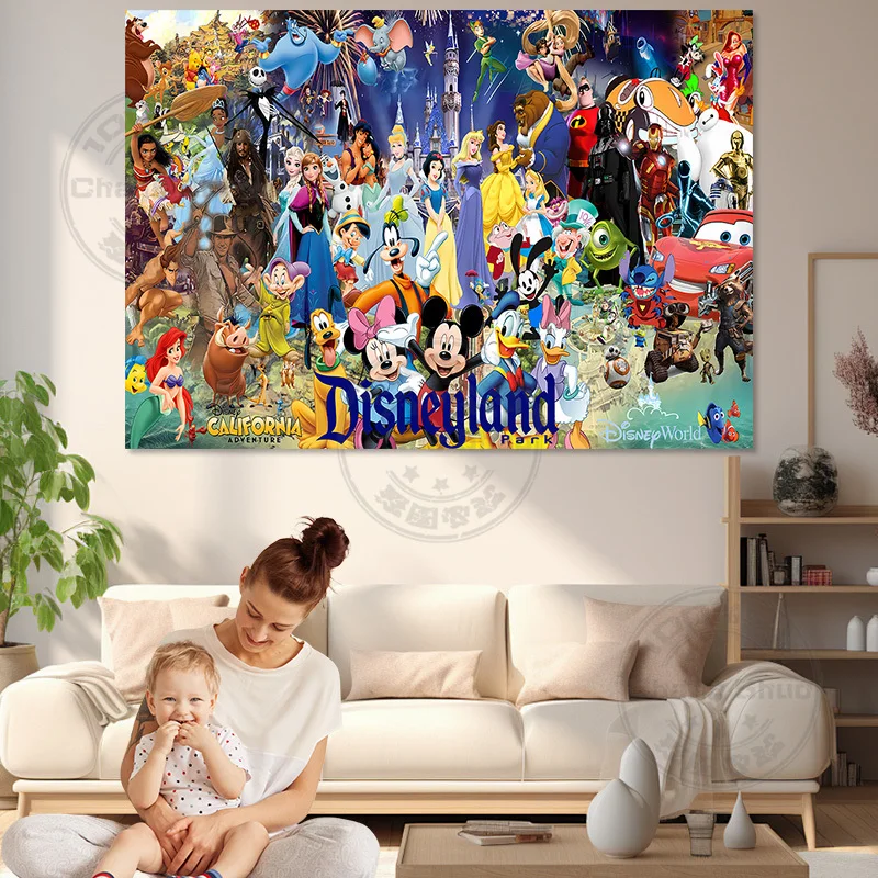 Toile de fond de la rue principale Disneyland pour enfants, affiche classique en vinyle, joyeux anniversaire, château Disneyland rose, tout fond Rick