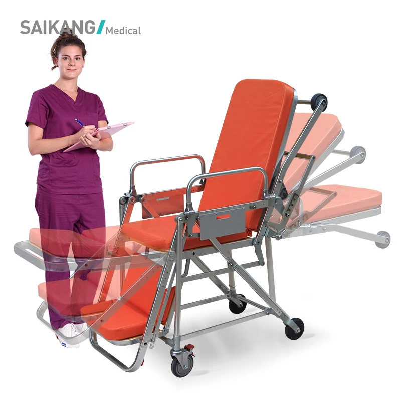 

SKB039(E) Metal Adjustable Folding Medical Chair Patient Transport Hospital Ambulance Emergency Stretcher Trolley Manufacturers