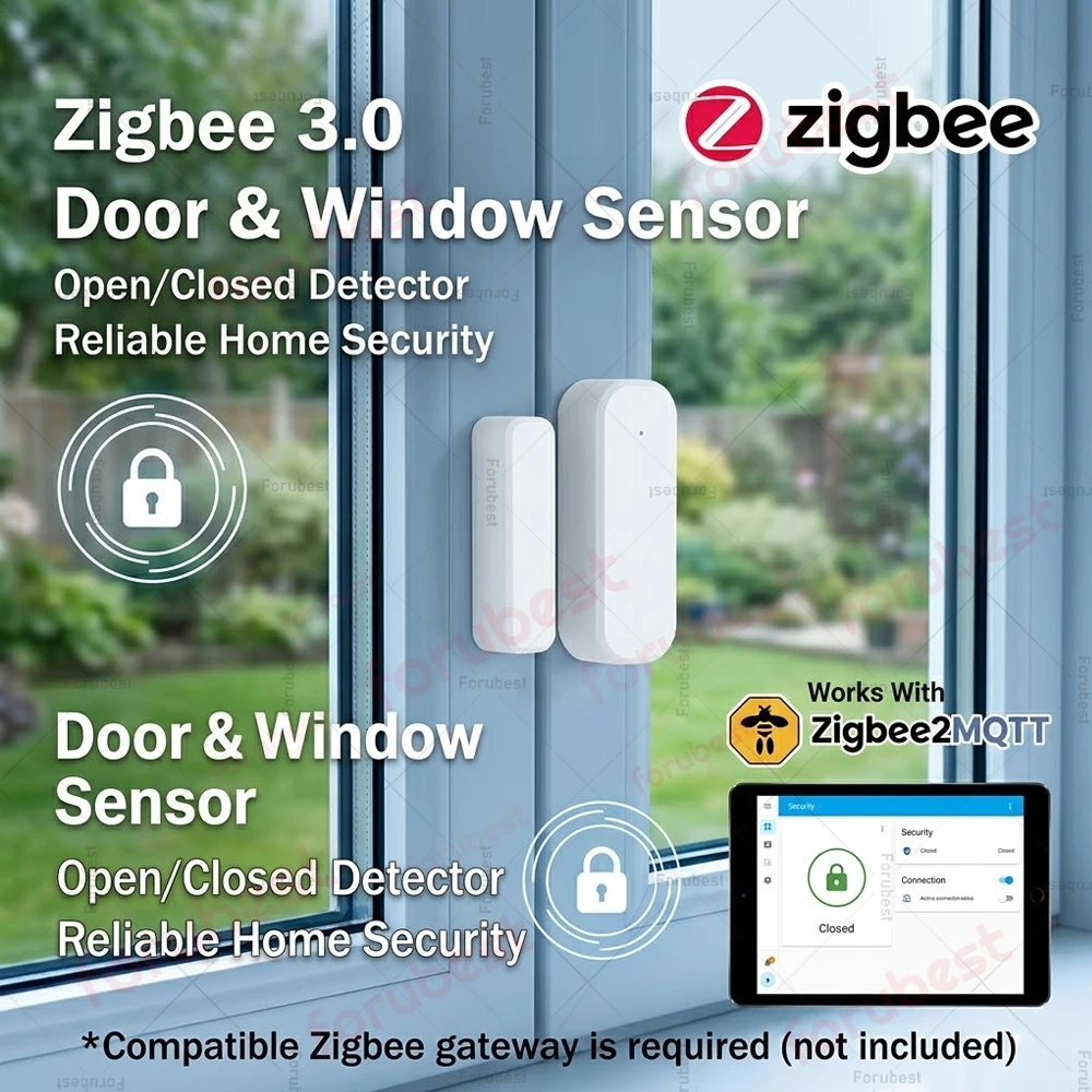 

Zigbee 3.0 Door Sensor Contact Sensor Window Sensor Zigbee Hub Required Works with Home Assistant Zigbee2MQTT HA Yandex Alexa