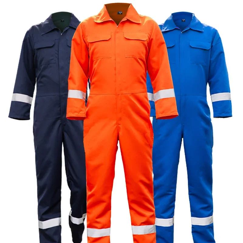 

Men's Work Coveralls Safety Worker Clothing with Reflective Strips 5XL Uniforms Car Repair Overalls 100% Polyester