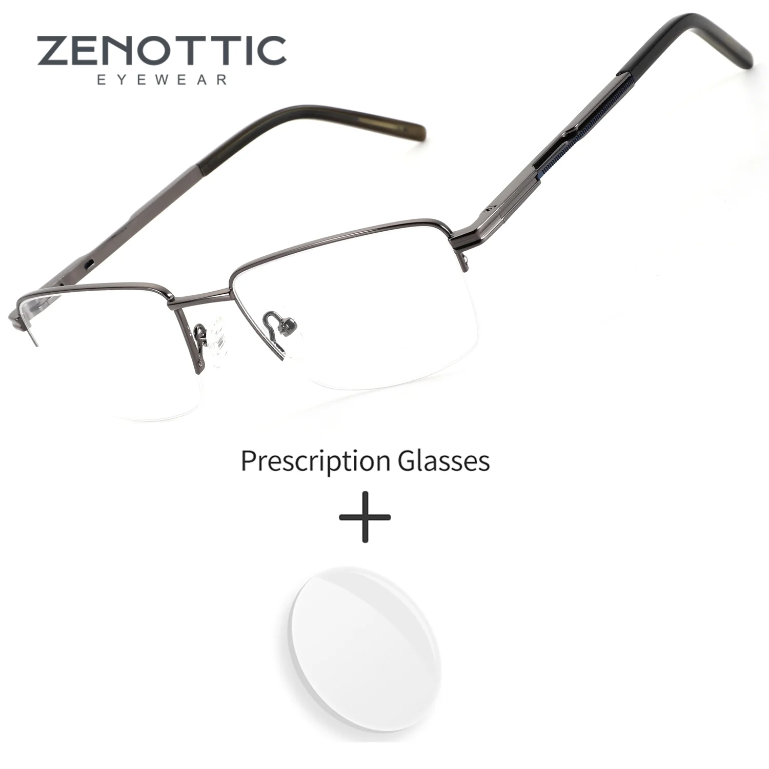 

ZENOTTIC (M Size) Mens Square Metal Half-Frame Optical Lenses With Prescription Reading Glasses Men Myopia Eyeglasses Man