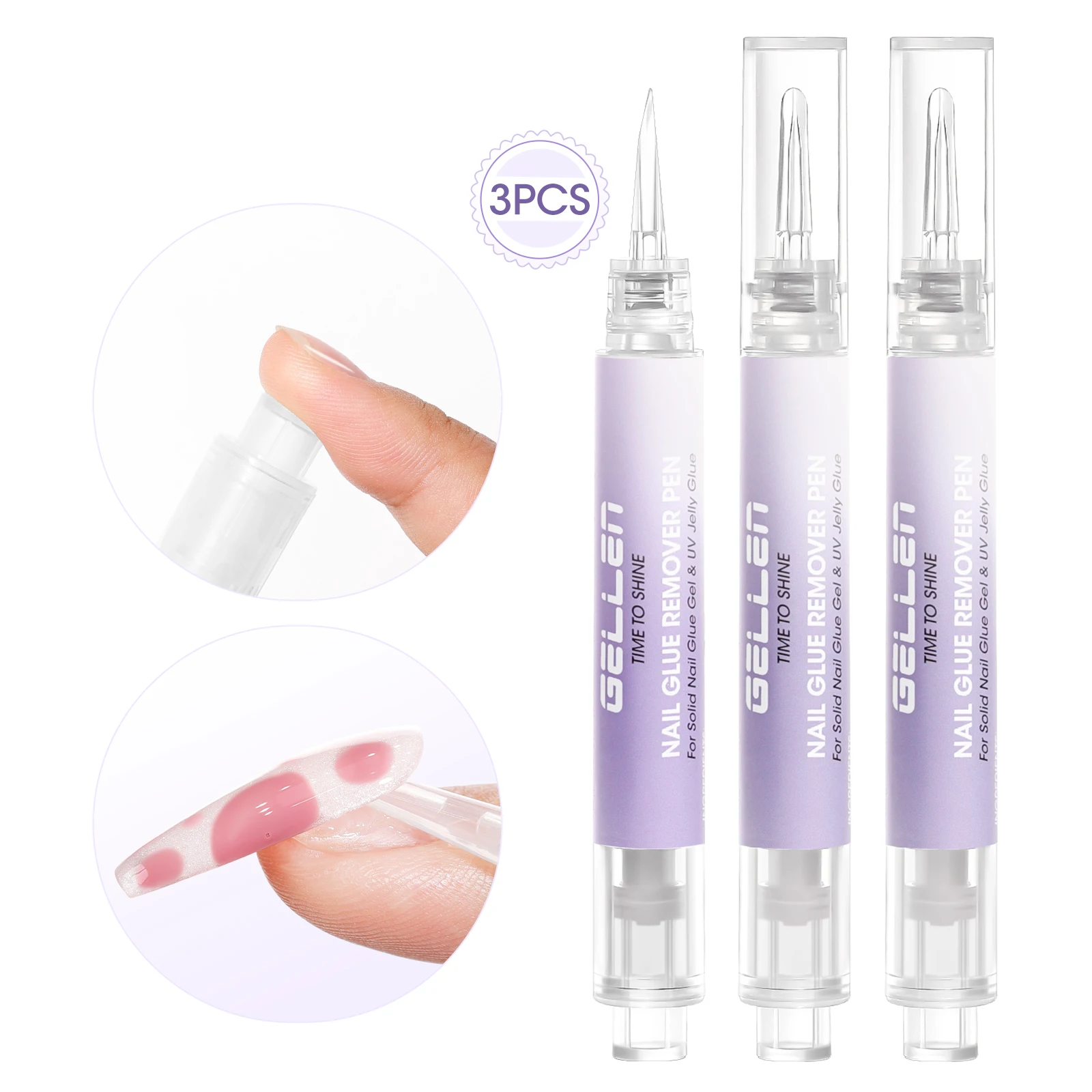 

Нежный безалкогольный карандаш для снятия клея для ногтей, 3 шт., для снятия гель-лака с накладных ногтей, без повреждений, безопасный, салонное качество, маникюрные принадлежности