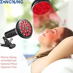 Red Light Therapy Lamp with Holder 360° Adjustable Clamp 660nm&850nm Infrared Combo Bulb for Skin Care Pain Relief and Recovery
