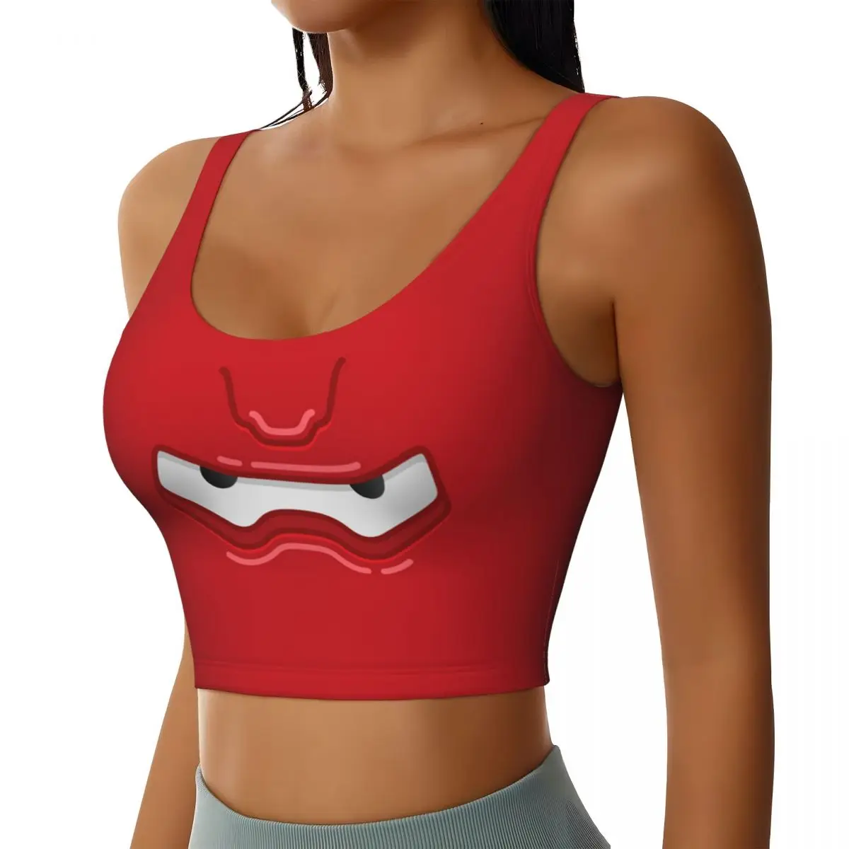 Custom Women's Cartoon Big Hero 6 Baymax Face Sports Bra High Impact Gym Workout Running Crop Tank Tops