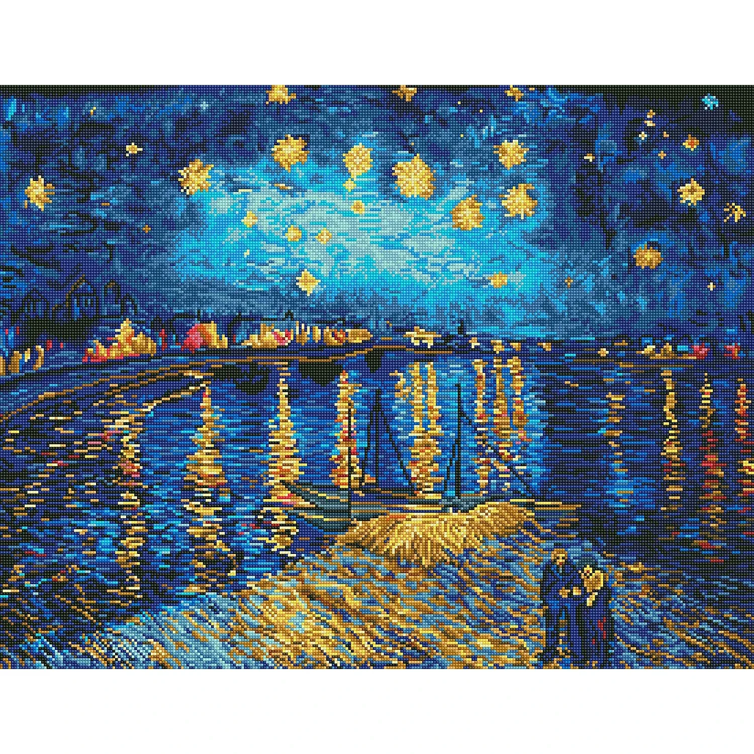 Starry Night Over the Rhone Printed Canvas van Gogh 11CT Cross-Stitch Embroidery Full Kit Needlework Handmade Craft Knitting