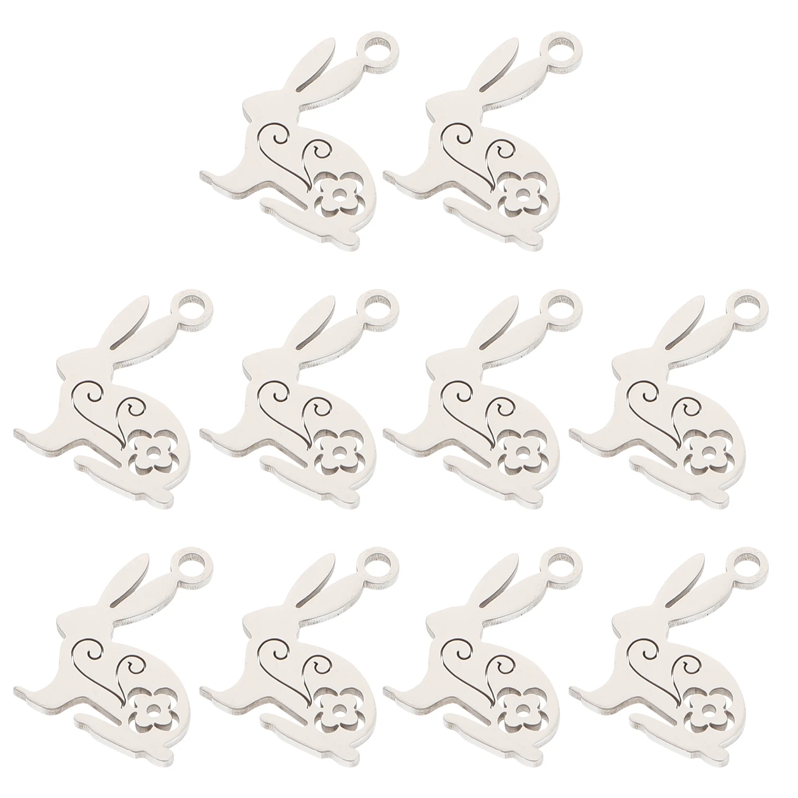 

10pcs Rabbit Pendant Charms Cute Stainless Steel Beads Jewelry Making Supplies Handmade Crafts Accessories Gifts