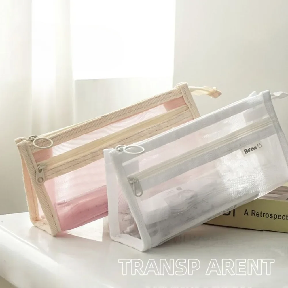 Large Capacity Transparent Pencil Case Student Fashion Internet Celebrity Style Stationery Bag Japanese Style School Supplies