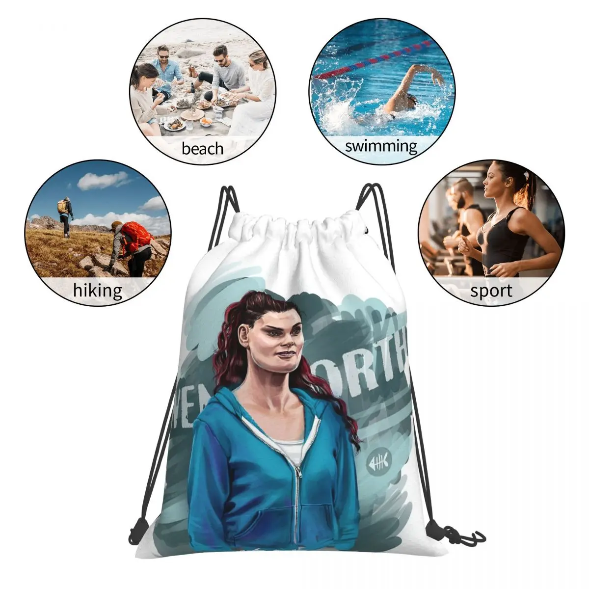 Bea Smith Backpacks Fashion Portable Drawstring Bags Drawstring Bundle Pocket Sports Bag BookBag For Travel Students