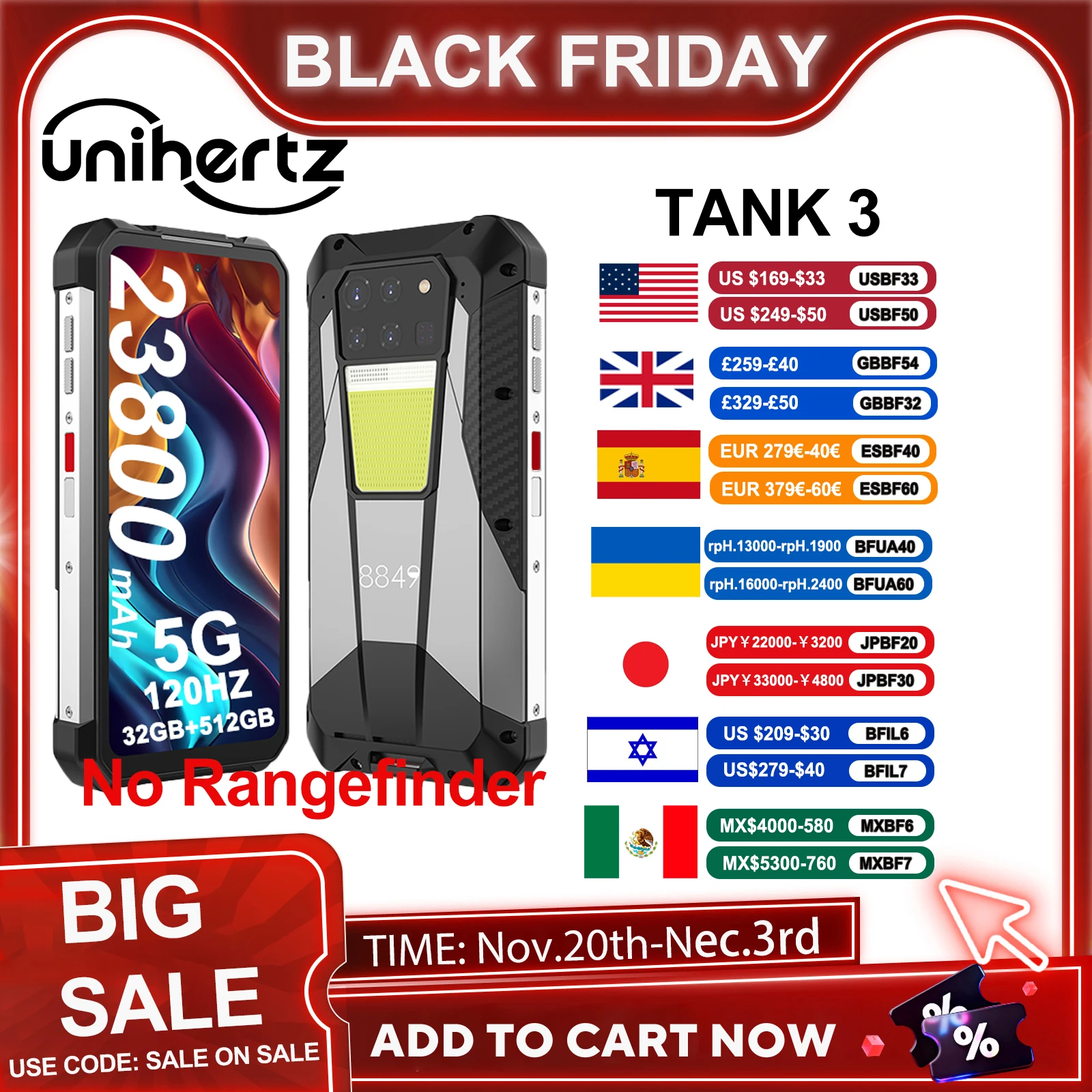 8849 Tank 3 Rugged Smartphone 32GB 512GB 23800mAh 120W Charger Dimensity 8200 5G Cell Phone 200MP 120Hz Led Light Mobile Phone