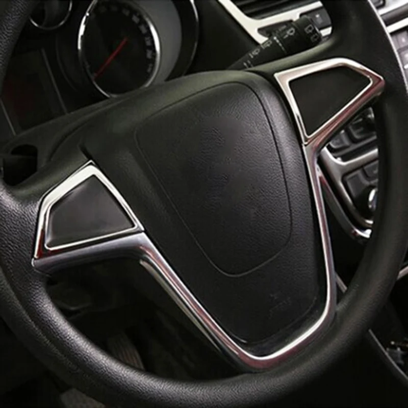 For Buick Encore Opel/Vauxhall Mokka X 2013 2014 2015 2016 2017 2018 Chrome Steering Wheel Panel Cover Trim Molding Decoration