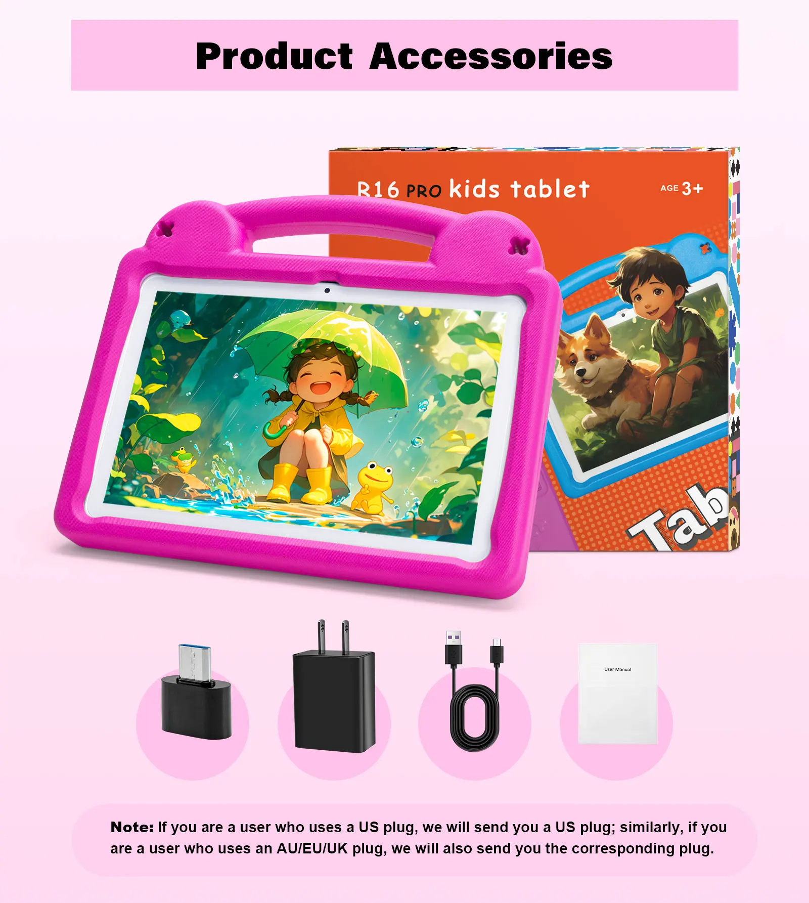 2025 Verbeterde kindertablet, 10,1-inch Android 15 kindertablet met ouderlijk bediening, 5000 mAh batterij, 8 GB + 64 GB, geweldig cadeau voor peuters