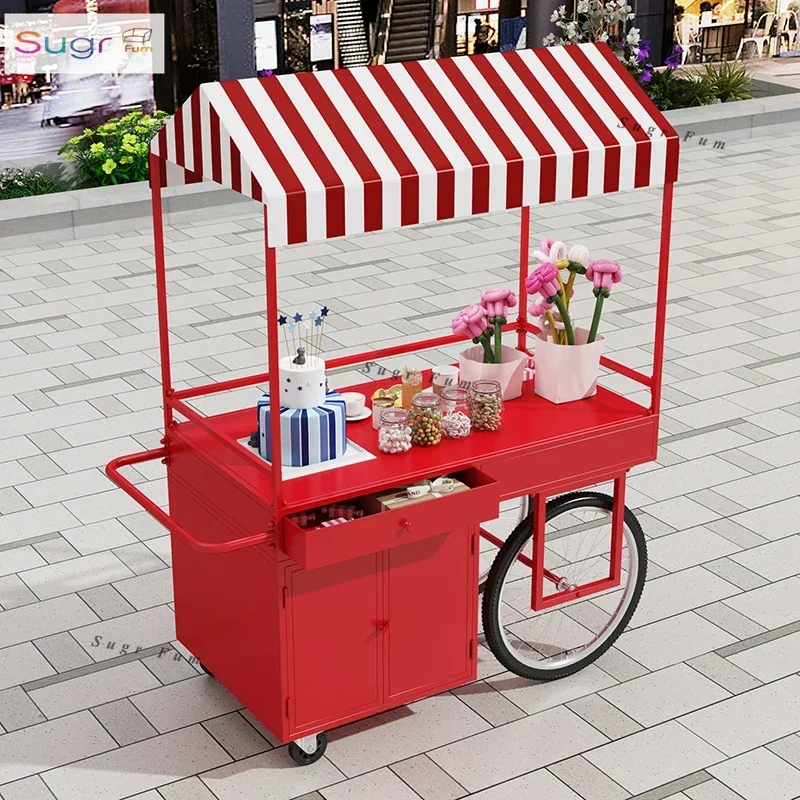 

Modern mobile wrought iron outdoor float night market stall car market stall rack shopping mall promotional car
