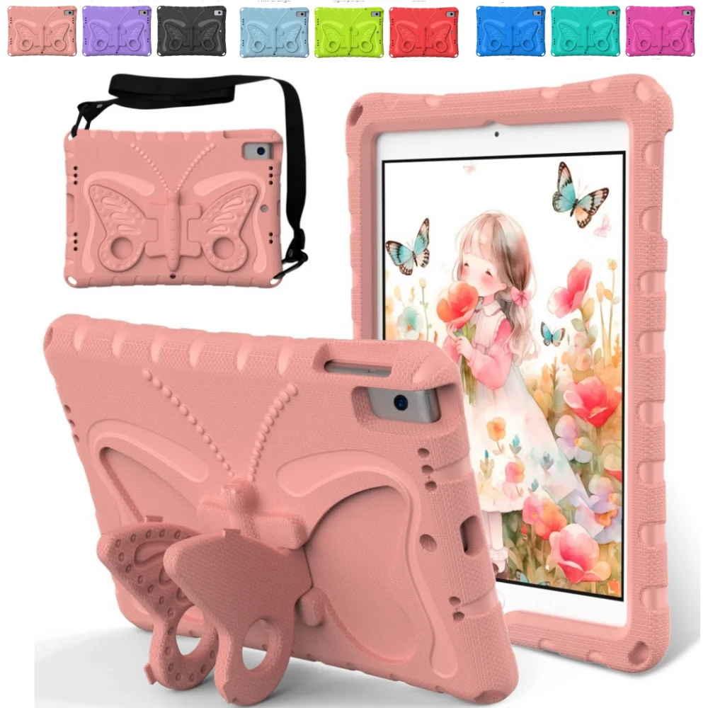 

Детский чехол из ЭВА для iPad 10.2 (7-го, 8-го, 9-го поколений), Pro 10.5 дюймов, Air 3 10.5 дюймов, милый мультяшный 3D-чехол-подставка с бабочками и ремешком