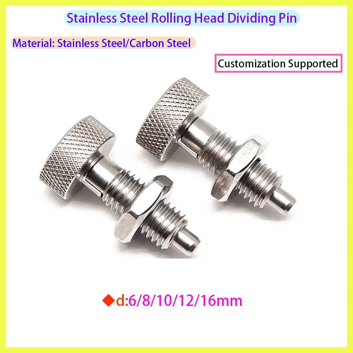 Self-Locking Index Pin Knurled Knob Type Stainless Steel Spring Retractable Positioning Plunger Lock Pin