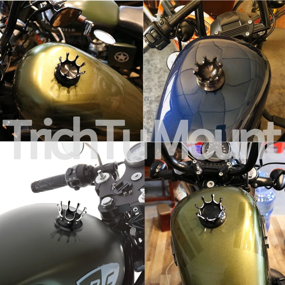 Motorcycle Fuel Cap Gas Tank Cap Crown Style Oil Cover For Harley Sportster Dyna Softail Triumph Bonneville Thruxton Scrambler