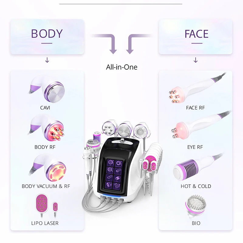 Máquina de cavitação 9 em 1, 40k, emagrecimento a vácuo, perda de peso corporal, martelo frio, pdt, led, cuidados com a pele do rosto, equipamento de beleza