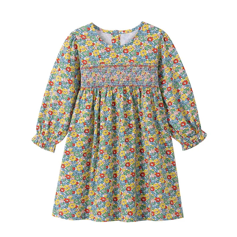 

Princess Long Sleeve Dress for Girls Flowers Printed Tunic Birthday Dresses 2-7T Children's Autumn Spring Seasonal Kids Clothing