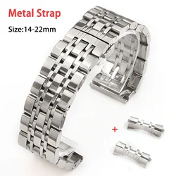 Curved End Stainless Steel Bracelet for Men Women Universal Strap 18mm 20mm 22mm Metal Watchband Butterfly Buckle Wristband