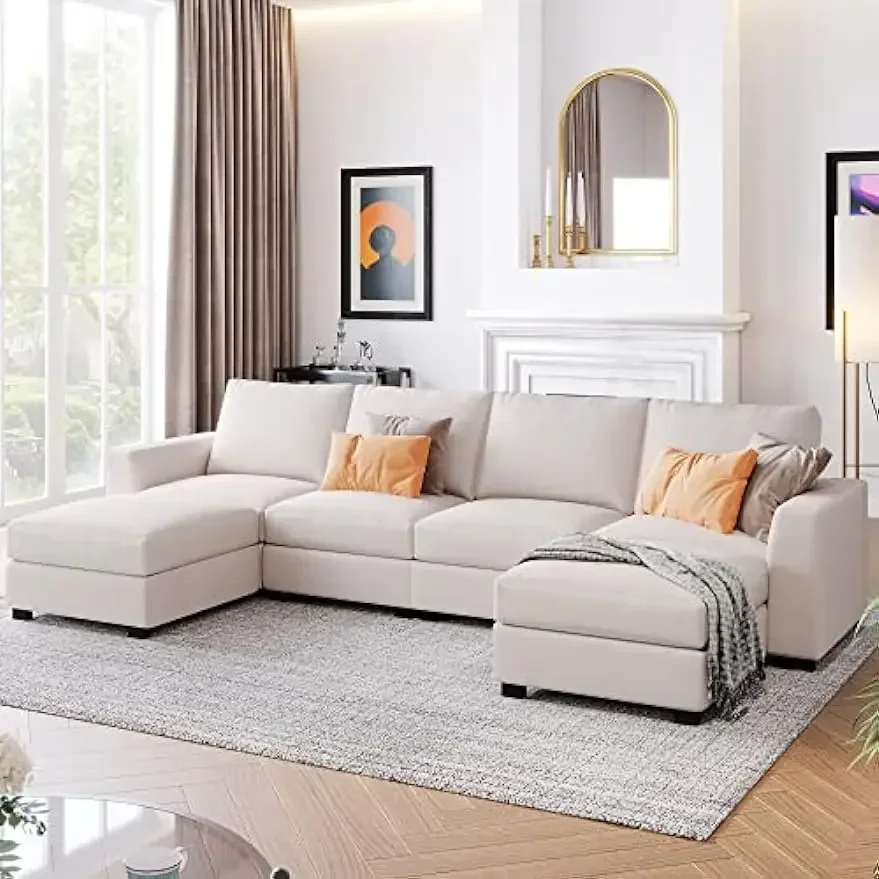 

Набор из трех предметов, съемные пуфики U, L-образный модульный секционный диван с двусторонним шезлонгом для гостиной, офиса, квартиры