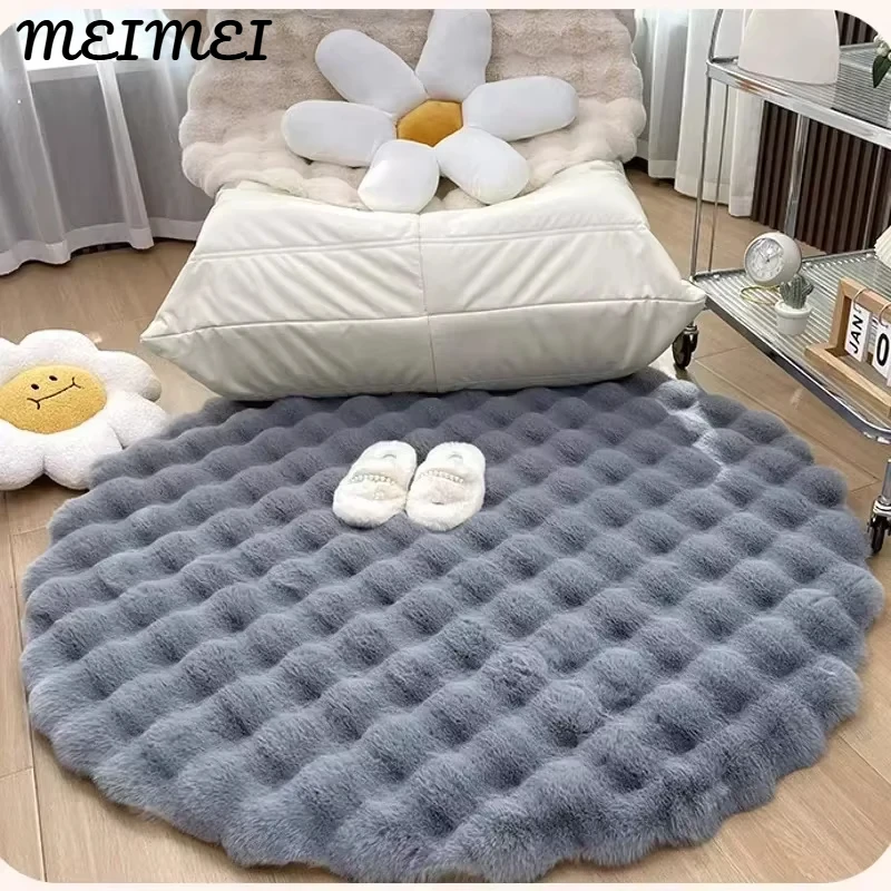 

Nordic Round Carpets for Living Room Plush Floor Mat Soft Area Rugs Bedroom Bedside Fluffy Mat Non Slip Shaggy Rug Room Decor