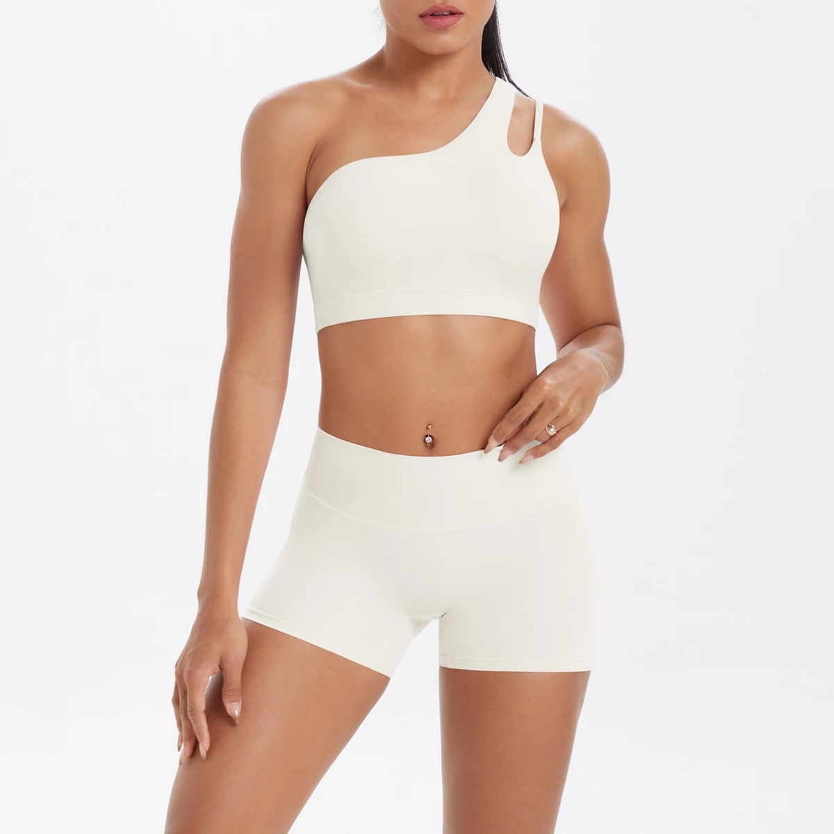 Yoga Anzug Sport Set Gym Sport Crop Tops Einfarbig Nylon Yoga Bh Laufen Radfahren Sport Gym Workout Yoga Shorts – Detail 26