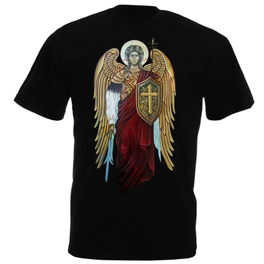 St. Michael the Archangel Knight of God Catholic Christian Harajuku Streetwear Summer Men women all-purpose short-sleeved Tshirt