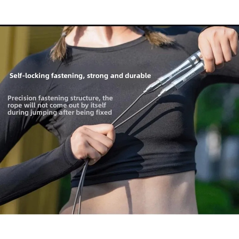 Weighted Self-Locking Steel Wire Skipping Rope with Double Bearings, Fitness Jump Rope for Weight Loss and Fat Burning Training