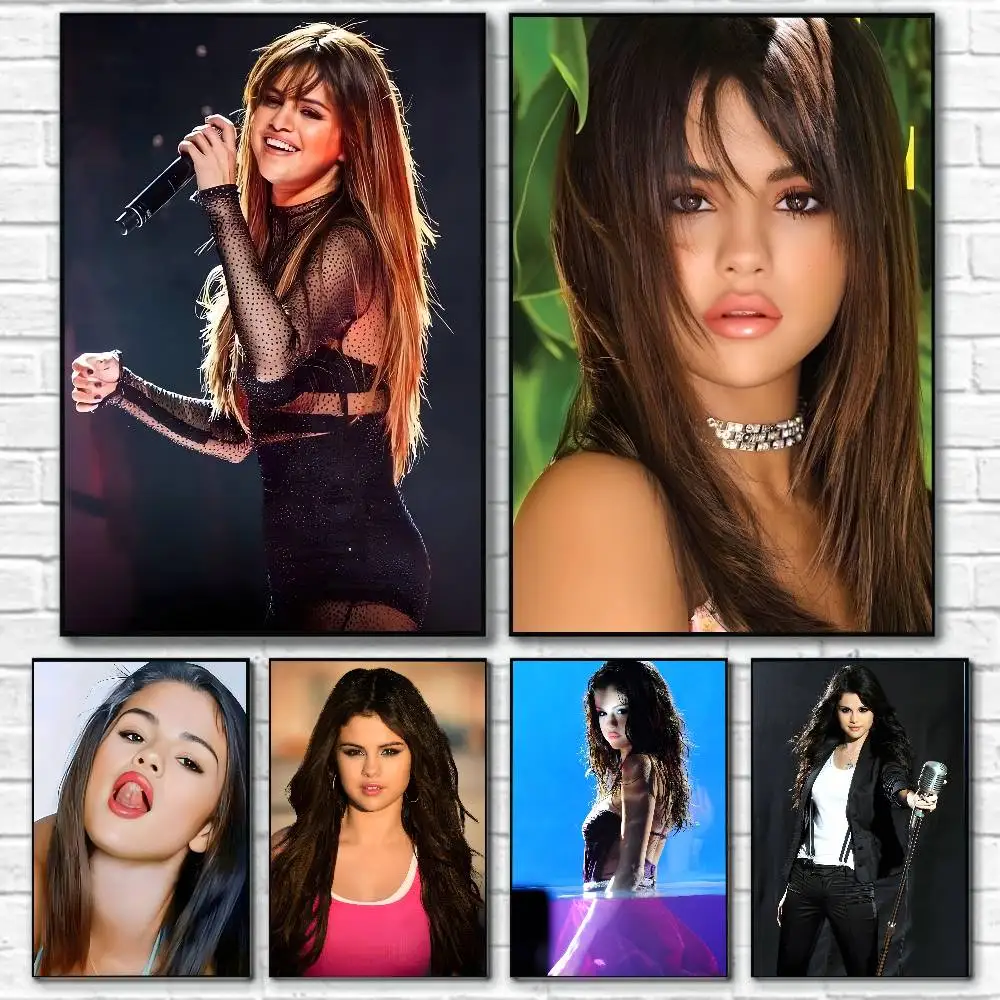 Cantor S-Selena Gomez Poster Pintura em tela pôster com impressões Casa quarto sala de estar decoração presente