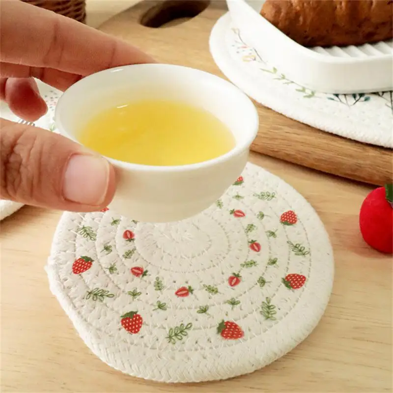 Cotton Printed Placemat Multipurpose Round Pot Coasters Potholder Fashion Dining Accessories Polyester Fiber Placemat Durable