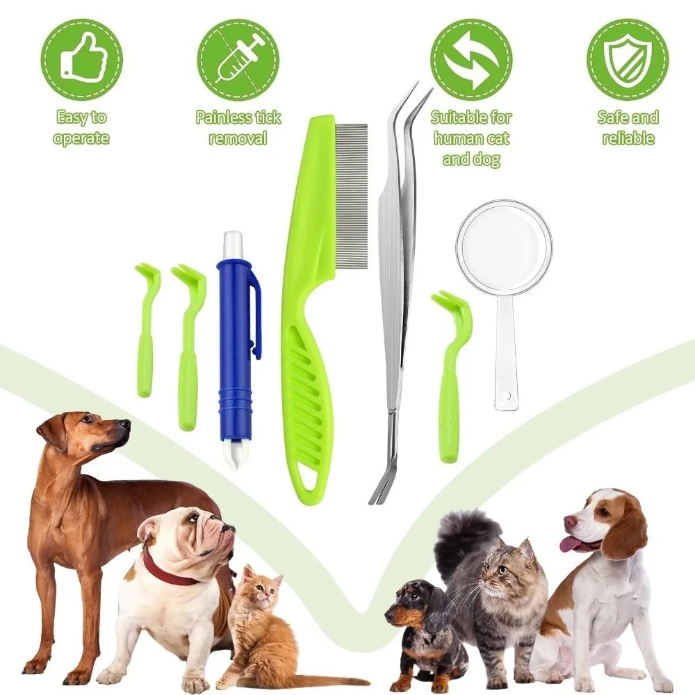 

7/8Pcs Reusable Tick Removal Tool Tick Tweezers with Storage Box Dog Tick Remover Magnifying Glass Flea Comb Tick Removal Kit
